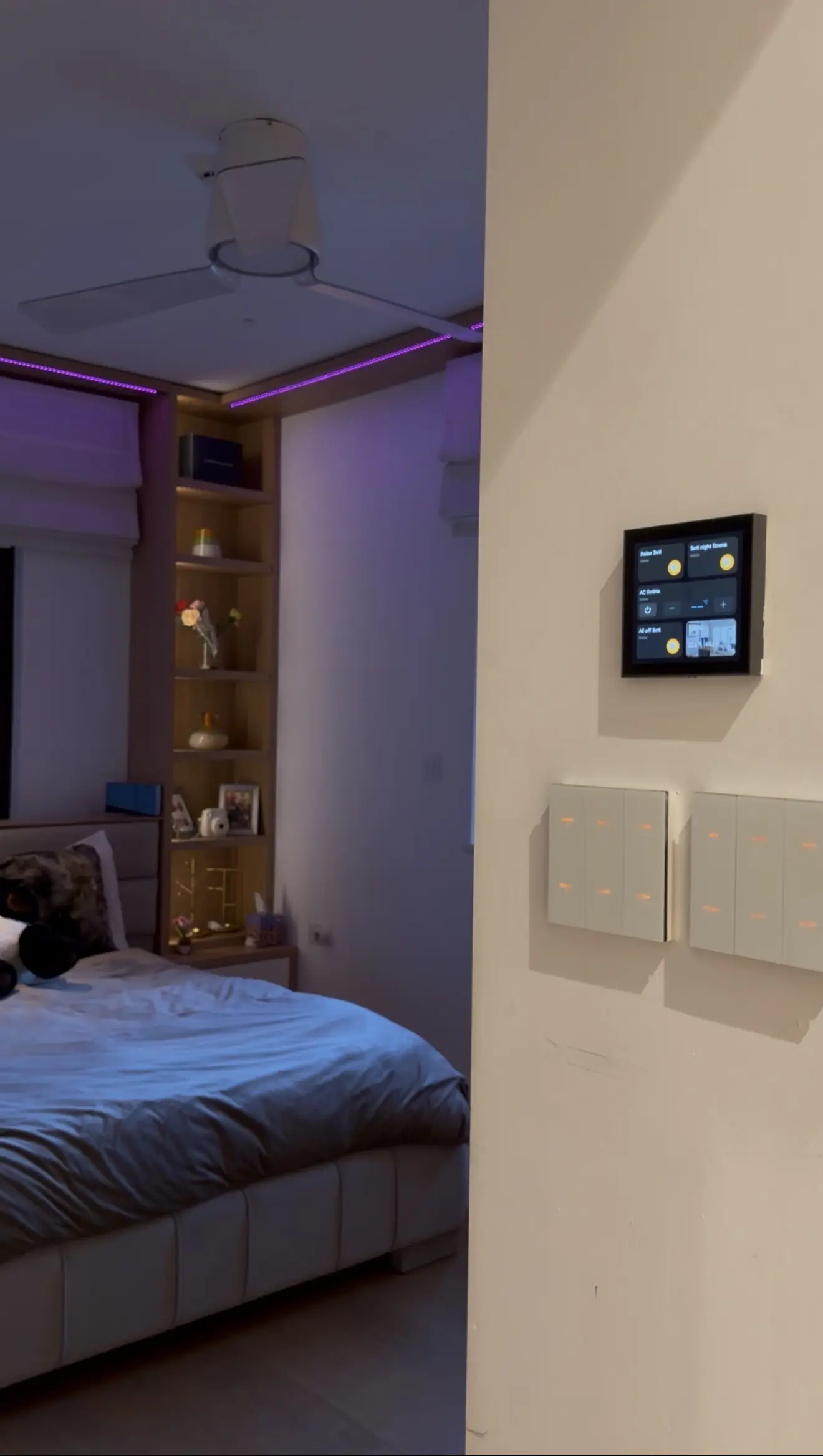 Smart room interface controlling lighting scenes in Mnasos Villa